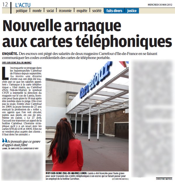 carrefour carte telephonique arnaque